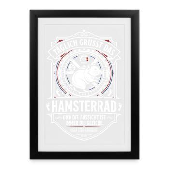 Hamster Wheel Everyday Life Humor Funny Saying - Framed poster (27 × 37 cm) - black - Front