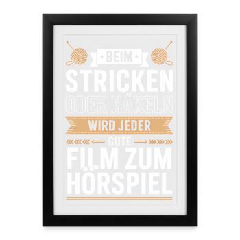 Stitching Film Night Tee - Framed poster (27 × 37 cm) - black - Front