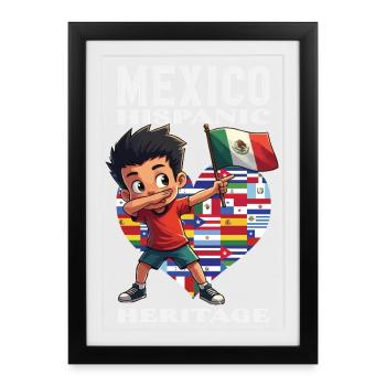 Fierté du Mexique & Maison Drapeau du Mexique - Affiche encadrée (27 × 37 cm) - noir - Devant
