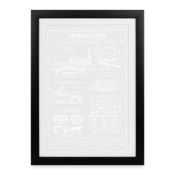 Dublin Skyline Blueprint - Framed poster (27 × 37 cm) - black - Front