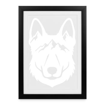 Mountain Wolf Line Art - Framed poster (27 × 37 cm) - black - Front