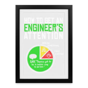 Engineer: How to Get Their Attention - Framed poster (27 × 37 cm) - black - Front