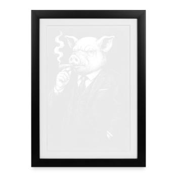 Dapper Pig in a Smoking Suit - Framed poster (27 × 37 cm) - black - Front