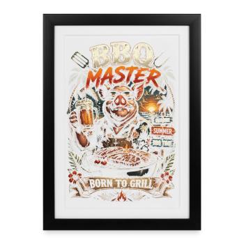 BBQ Master Porc Tropical Season Summer - Affiche encadrée (27 × 37 cm) - noir - Devant