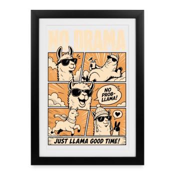 Aucune bande dessinée dramatique Llama Sunshine - Affiche encadrée (27 × 37 cm) - noir - Devant