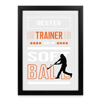 Meilleur entraîneur de softball Formation d’entraîneur de softball - Affiche encadrée (27 × 37 cm) - noir - Devant