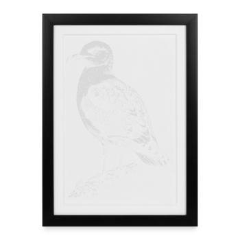 Silhouette de mouette en encre vintage - Affiche encadrée (27 × 37 cm) - noir - Devant