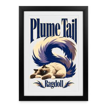 Plume Tail Ragdoll Cat, Flop Mode Cat Lover Gift - Framed poster (27 × 37 cm) - black - Front
