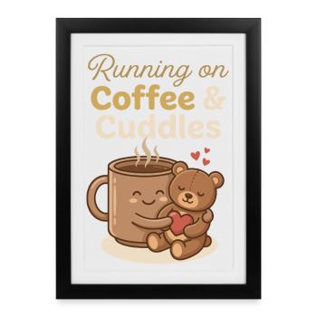 Coffee & Cuddles Bear Hug - Framed poster (27 × 37 cm) - black - Front