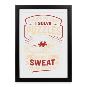 I Solve Puzzles Car Mechanic - Framed poster (27 × 37 cm) - black - Front