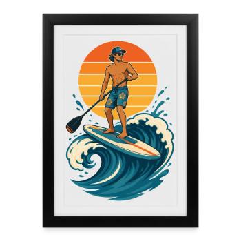 Drôle de planche de paddle SUP Stand Up paddle - Affiche encadrée (27 × 37 cm) - noir - Devant
