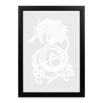 Viking Wolf Dragon (White) - Framed poster (27 × 37 cm) - black - Front