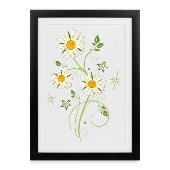 Daisies Wildflowers Summer - Framed poster (27 × 37 cm) - black - Front