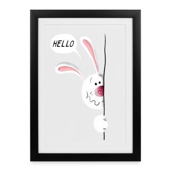 Hello Lapin - Affiche encadrée (27 × 37 cm) - noir - Devant