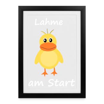lahme Ente am Start - Gerahmtes Poster (27 × 37 cm) - Schwarz - Vorne