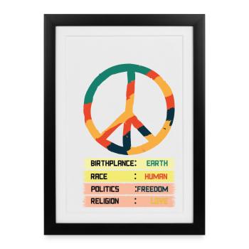 Terre Unie Paix et Liberté - Affiche encadrée (27 × 37 cm) - noir - Devant
