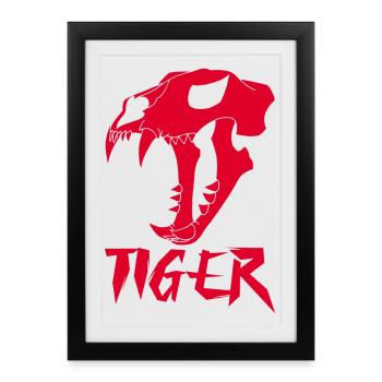 Red Tiger Skull - Framed poster (27 × 37 cm) - black - Front