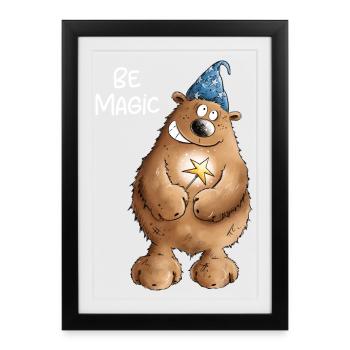 Soyez magicien magique Ours I magicien - Affiche encadrée (27 × 37 cm) - noir - Devant