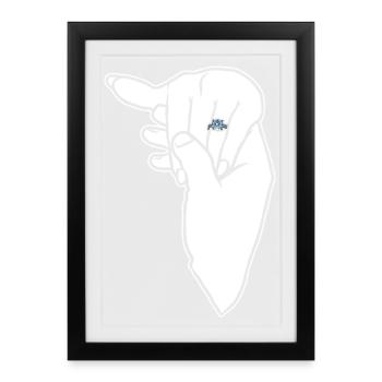 Bague de mariage de fiançailles Main - Affiche encadrée (27 × 37 cm) - noir - Devant