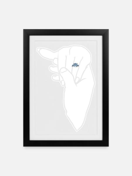 Verlobungs-Ehering-Hand - Gerahmtes Poster (27 × 37 cm) - Schwarz
