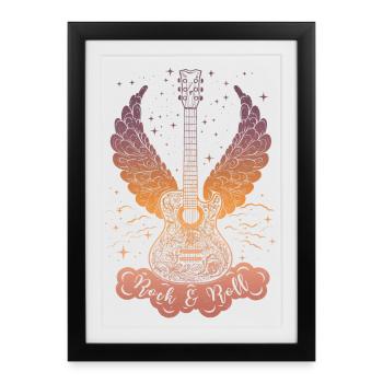 Rock & Roll Guitar - Affiche encadrée (27 × 37 cm) - noir - Devant