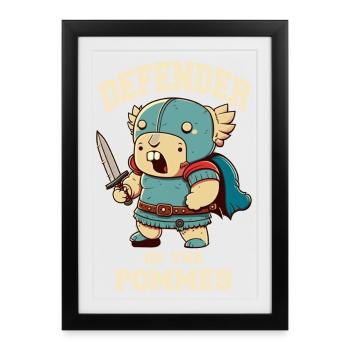 Guerrier défenseur avec épée - Affiche encadrée (27 × 37 cm) - noir - Devant