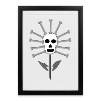 Skull and Bones Flower Gothic Fantasy Art - Framed poster (27 × 37 cm) - black - Front