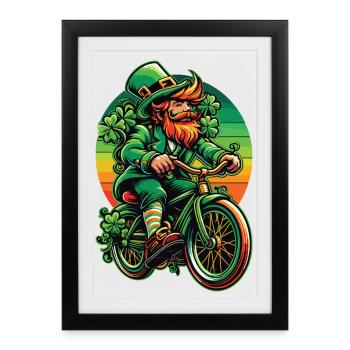 Conception de vélo lutin pour la Saint-Patrick - Affiche encadrée (27 × 37 cm) - noir - Devant