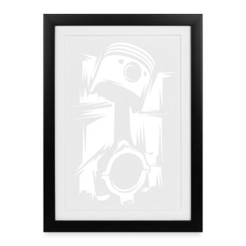 Piston illustration tuning engines workshop icon - Framed poster (27 × 37 cm) - black - Front
