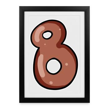 Number 8 Number Eight Motif Brown - Framed poster (27 × 37 cm) - black - Front