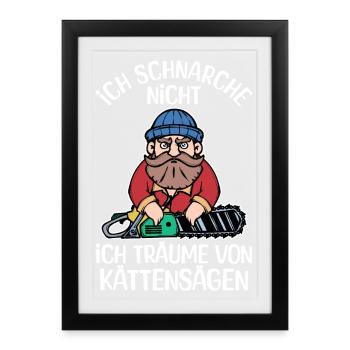 Bûcheron déclaration tronçonneuse boiseries bois - Affiche encadrée (27 × 37 cm) - noir - Devant