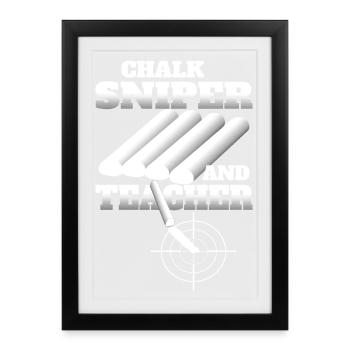 Tireur d’élite à la craie et professeur - Affiche encadrée (27 × 37 cm) - noir - Devant