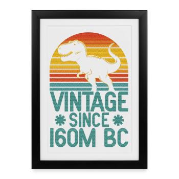 Dino T-Rex Vintage Retro Dinosaur Art de 160M avant JC - Affiche encadrée (27 × 37 cm) - noir - Devant