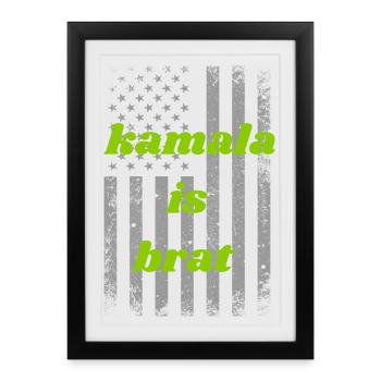 kamala is brat harris 2024 - Affiche encadrée (27 × 37 cm) - noir - Devant