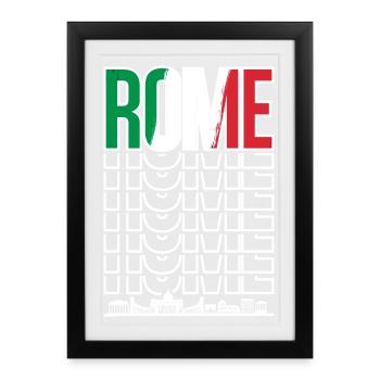 Rome Wordmark Repetition - Framed poster (27 × 37 cm) - black - Front