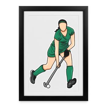 Hockey Femme - Affiche encadrée (27 × 37 cm) - noir - Devant