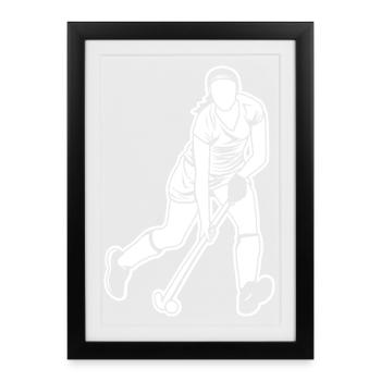 Hockey Filles - Affiche encadrée (27 × 37 cm) - noir - Devant