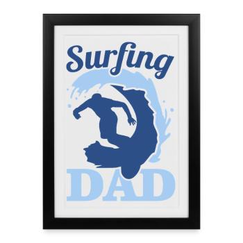 Père surfeur - Affiche encadrée (27 × 37 cm) - noir - Devant