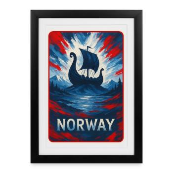 Norway Landscape Flags Design - Framed poster (27 × 37 cm) - black - Front
