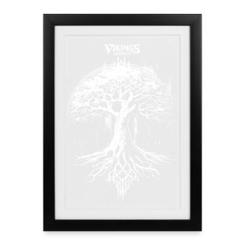 Yggdrasil - der Weltenbaum der Wikinger - Gerahmtes Poster (27 × 37 cm) - Schwarz - Vorne