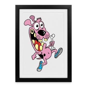 Course de relais pour un chien rose - Affiche encadrée (27 × 37 cm) - noir - Devant
