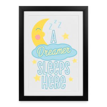 Sleeping Dreamer Astronaut Design - Framed poster (27 × 37 cm) - black - Front