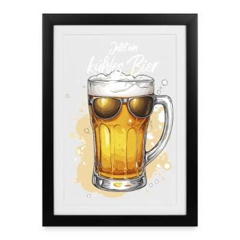 Beer with sunglasses cold beer beer party - Framed poster (27 × 37 cm) - black - Front