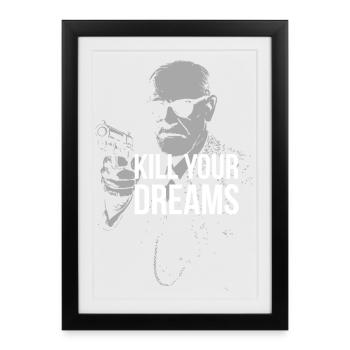 Sigmund Freud avec une arme et une citation inspirante - Affiche encadrée (27 × 37 cm) - noir - Devant