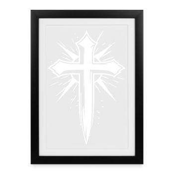 Christian Cross with Appearance Effect - Framed poster (27 × 37 cm) - black - Front
