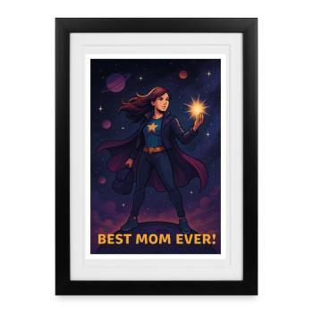 Affiche de la meilleure maman de super-héros de tous les temps - Affiche encadrée (27 × 37 cm) - noir - Devant