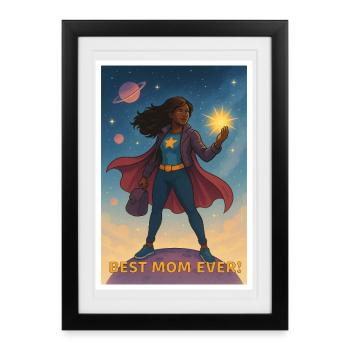 Affiche de la meilleure maman de super-héros de tous les temps - Affiche encadrée (27 × 37 cm) - noir - Devant