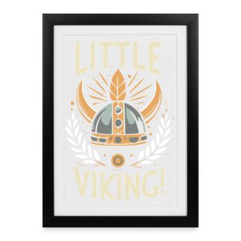Petit Viking Couronné - Affiche encadrée (27 × 37 cm) - noir - Devant