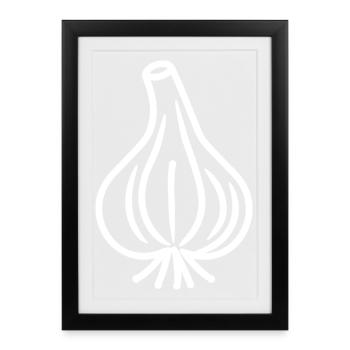 Gousse d'ail minimaliste - Affiche encadrée (27 × 37 cm) - noir - Devant