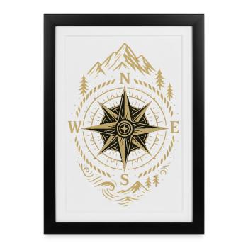 Compass Retro Compass Hipster Gift - Framed poster (27 × 37 cm) - black - Front